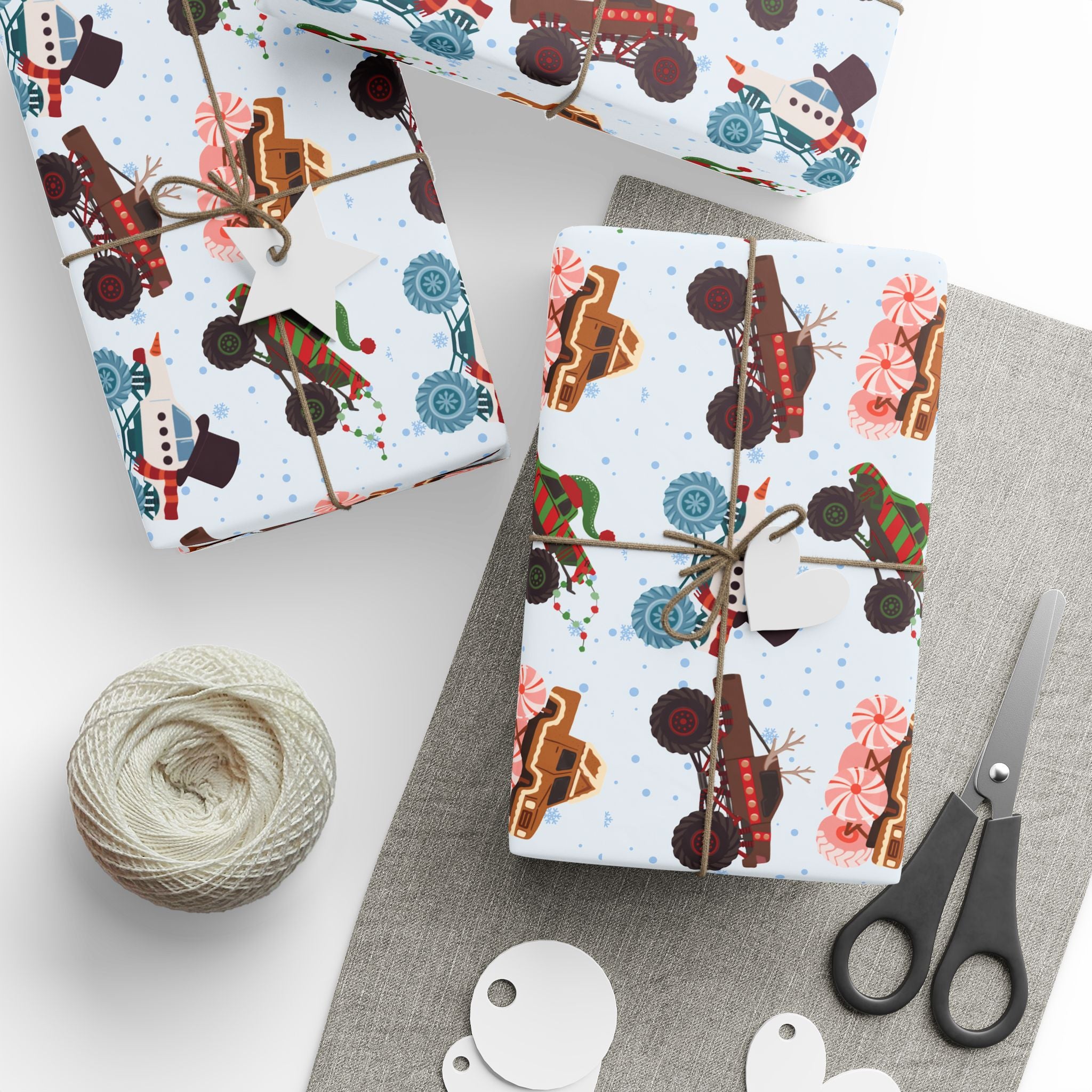 Holiday Monster Truck Wrapping Paper